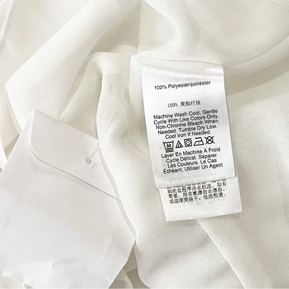 NWT DKNY Semi-Sheer Pleated Ruffle Hem Button Down Blouse Shirt L - Picture 8 of 8